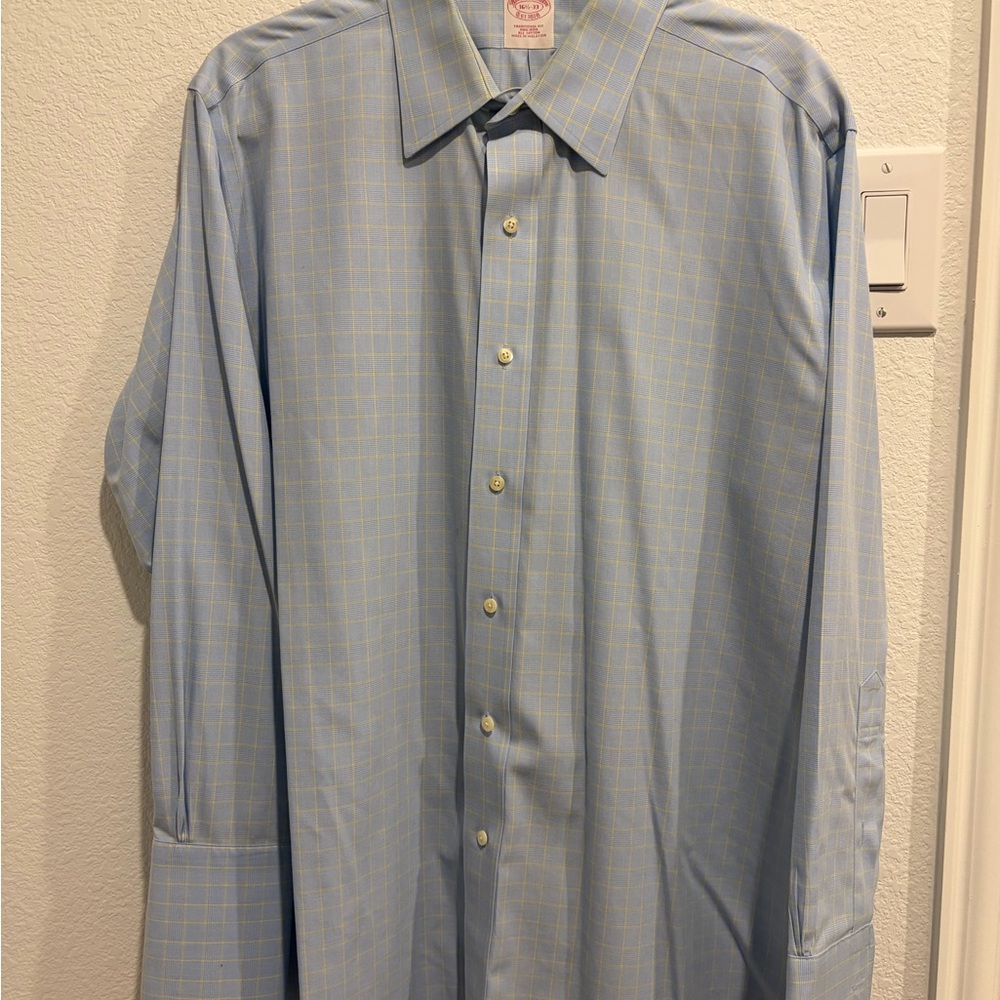 Brooks Brothers Light Blue Plaid Dress Shirt